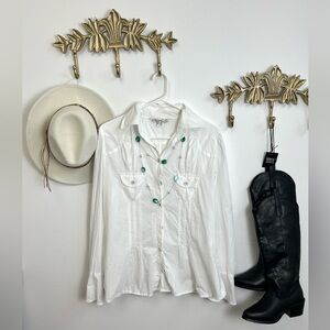 100% cotton button down blouse L